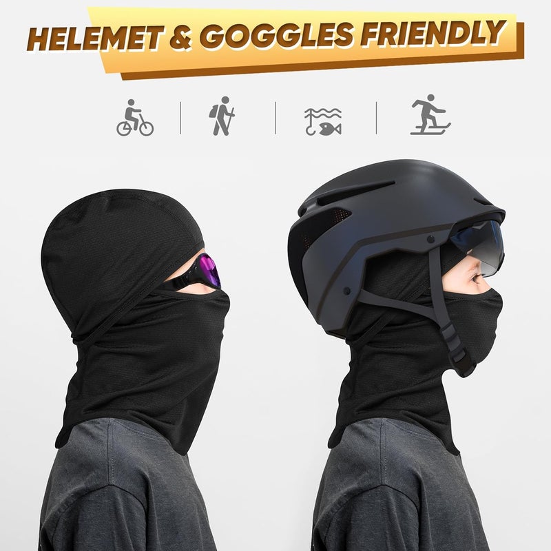 Ameceres Kids Balaclava Face Mask Ski Mask Full Face Cover Lightweight Windproof UV Protector Neck Gaiter Skiing Cycling Black - Image 2